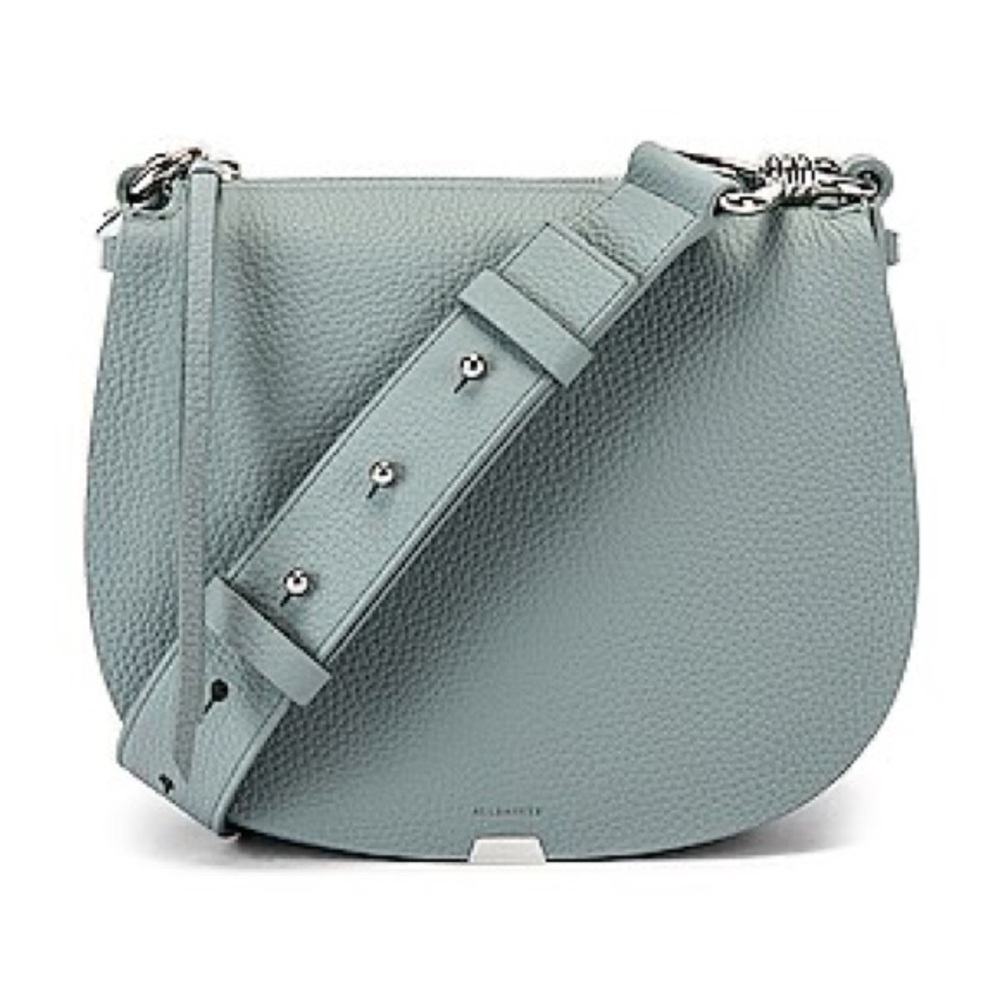 ALLSAINTS Captain Lea Round Crossbody Bag Denim Blue